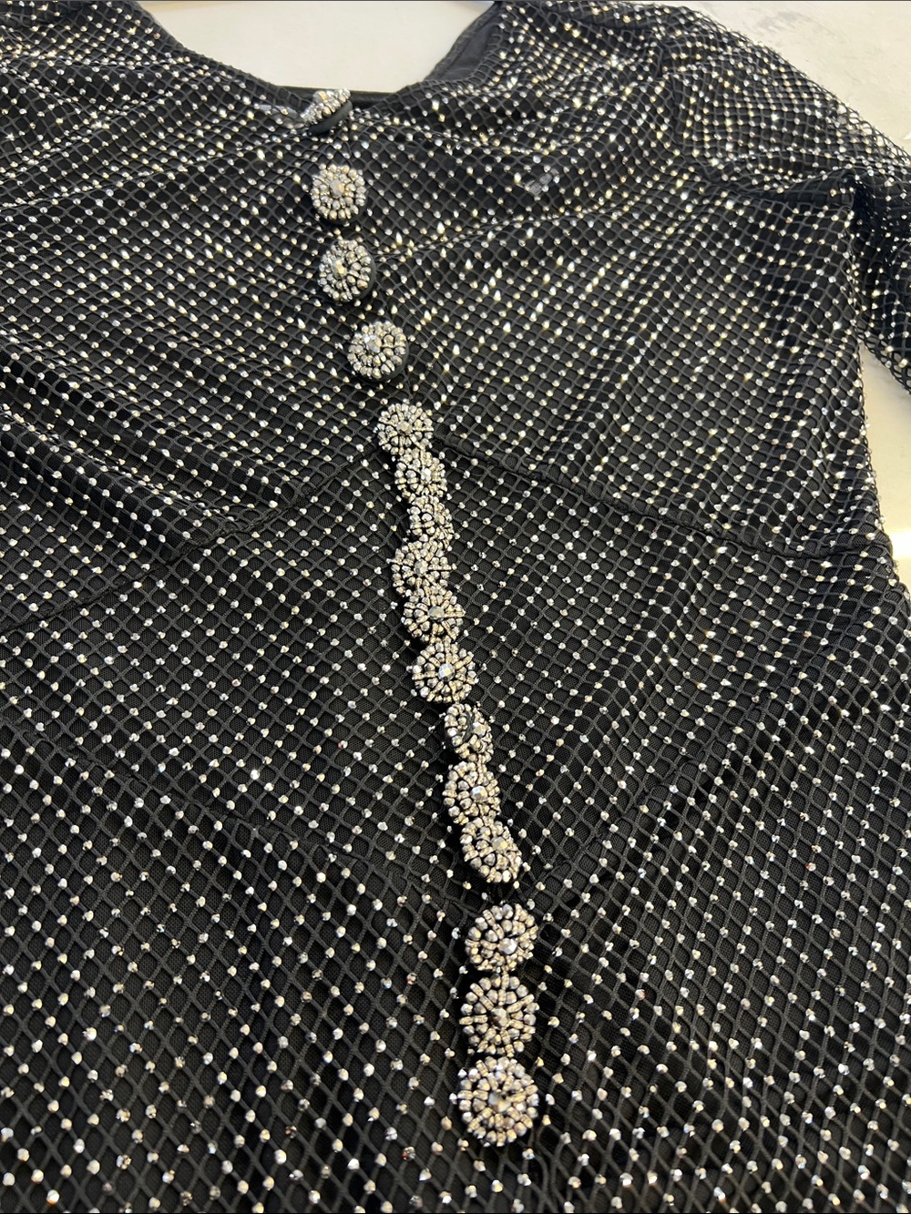 Black Sequin Long Sleeve Evening Gown - Elegant Sparkle - Picture 7 of 7